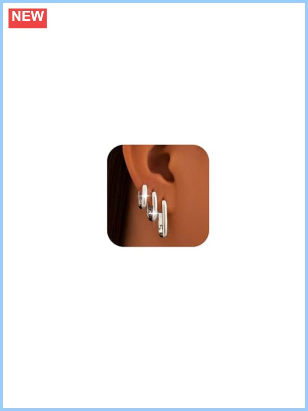 Sterling Silver Plated Square Hoop Earrings Set Hypoallergenic 3 Pairs